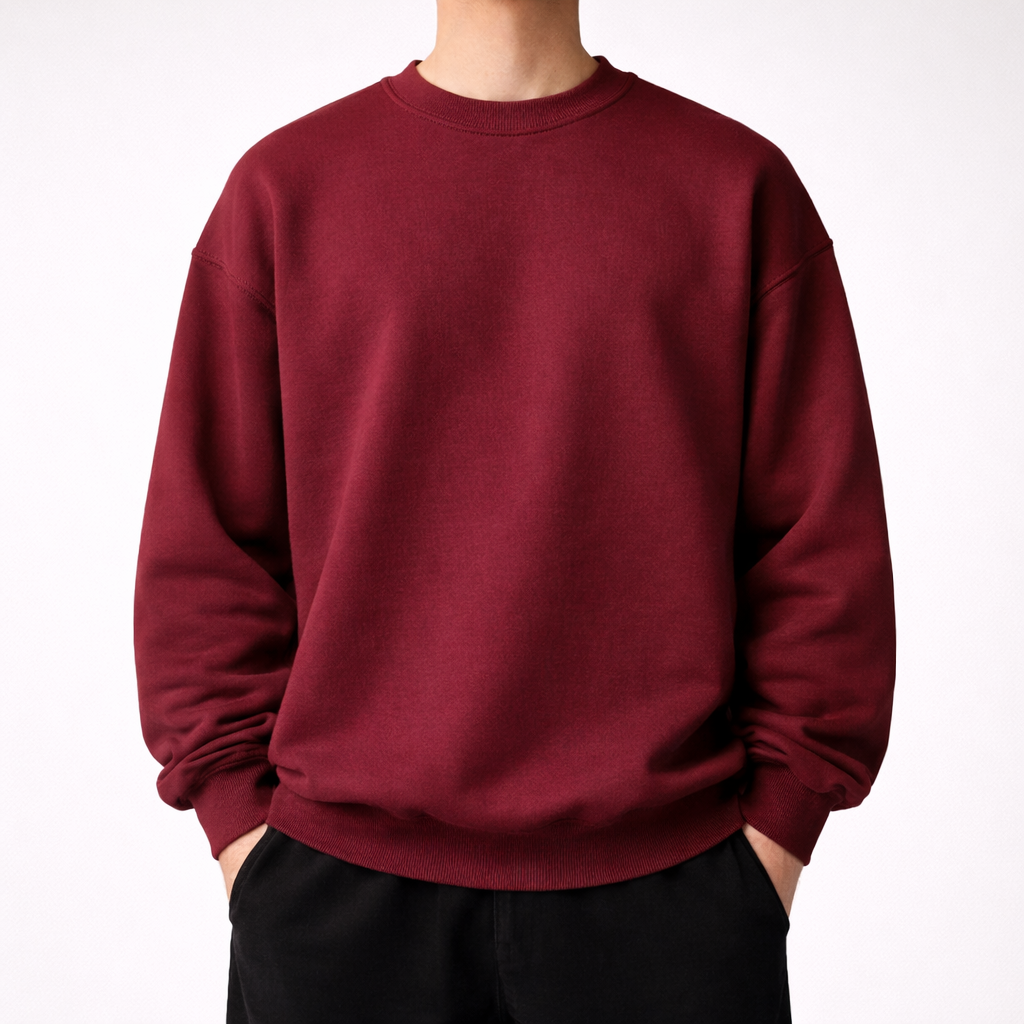 Maroon oversized unisex sweatshirt front view